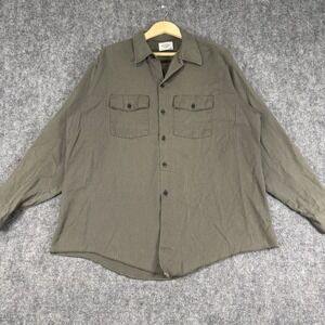 Vintage Dickies Shirt Mens 17-17.5L Green Workwear Button Up Made in USA